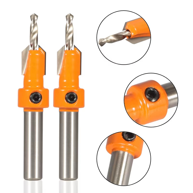 8MM Shank Hss Countersink Router Bit Screw Extractor Woodworking Milling Cutter for Wood