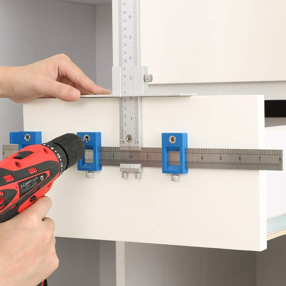 Cabinet Hardware Jig Aluminum Alloy Cabinet Jig for Handles and Pulls Drill Guide Sleeve Drawer Pull Jig Tool for Cabinet Doors Knobs and Drawer Pulls