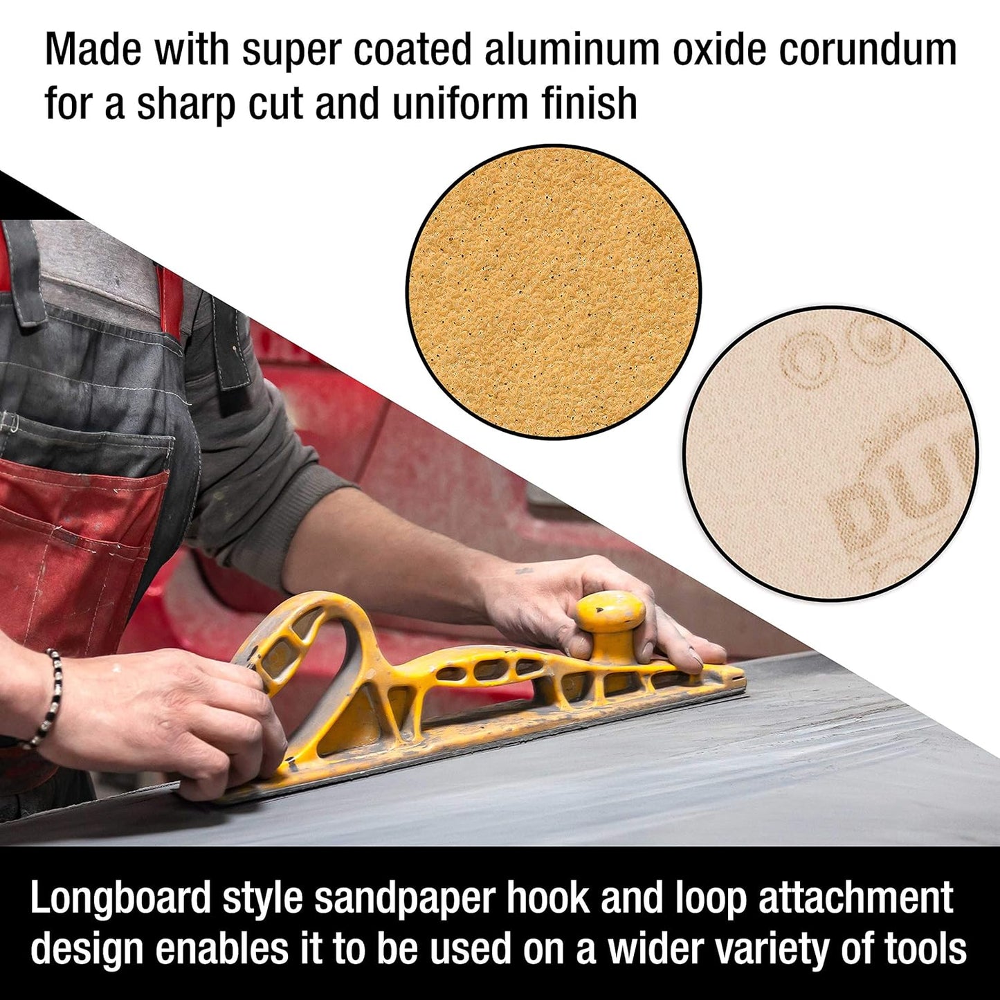 Premium - 40 Grit Gold - Hook & Loop Backing Longboard Continuous Sandpaper Roll, 2-3/4" Wide, 12 Yards Long - for Automotive & Woodworking Air File Long Board Sanders, Hand Sanding Blocks