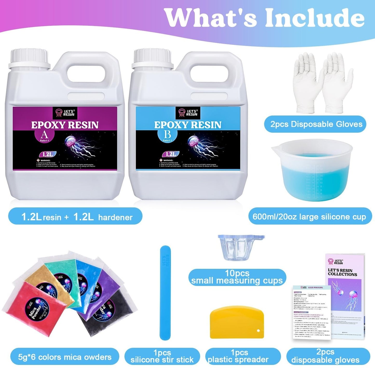 LET'S RESIN 80Oz Crystal Clear Casting Resin Kit,Bubbles Free Epoxy Resin Sup...