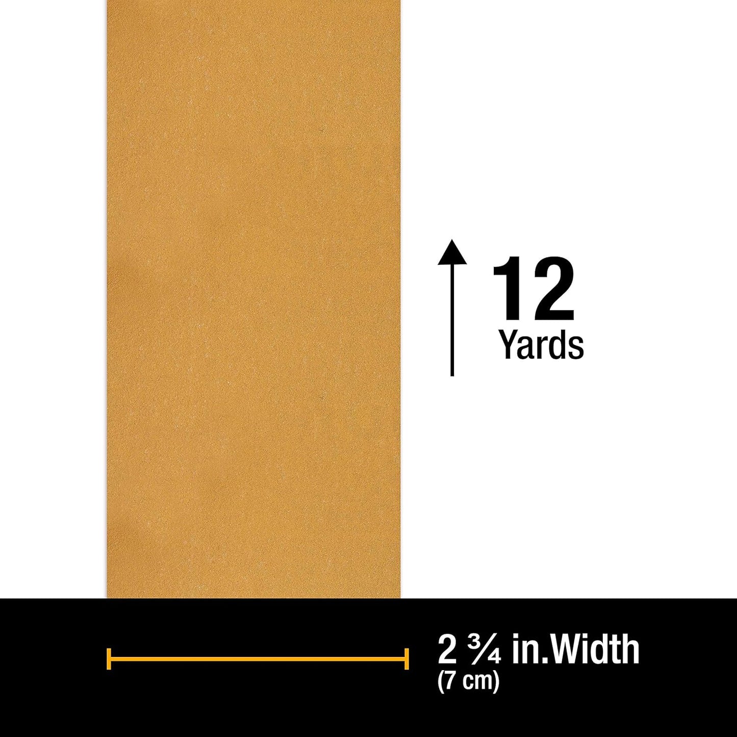 Premium - 320 Grit Gold - Hook & Loop Backing Longboard Continuous Sandpaper Roll, 2-3/4" Wide, 12 Yards Long - for Automotive & Woodworking Air File Long Board Sanders, Hand Sanding Blocks