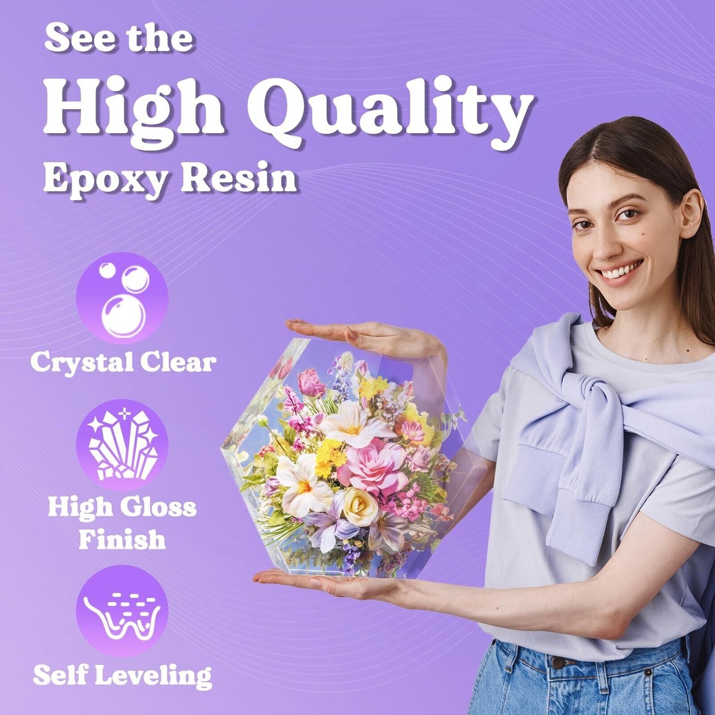LET'S RESIN 80Oz Crystal Clear Casting Resin Kit,Bubbles Free Epoxy Resin Sup...