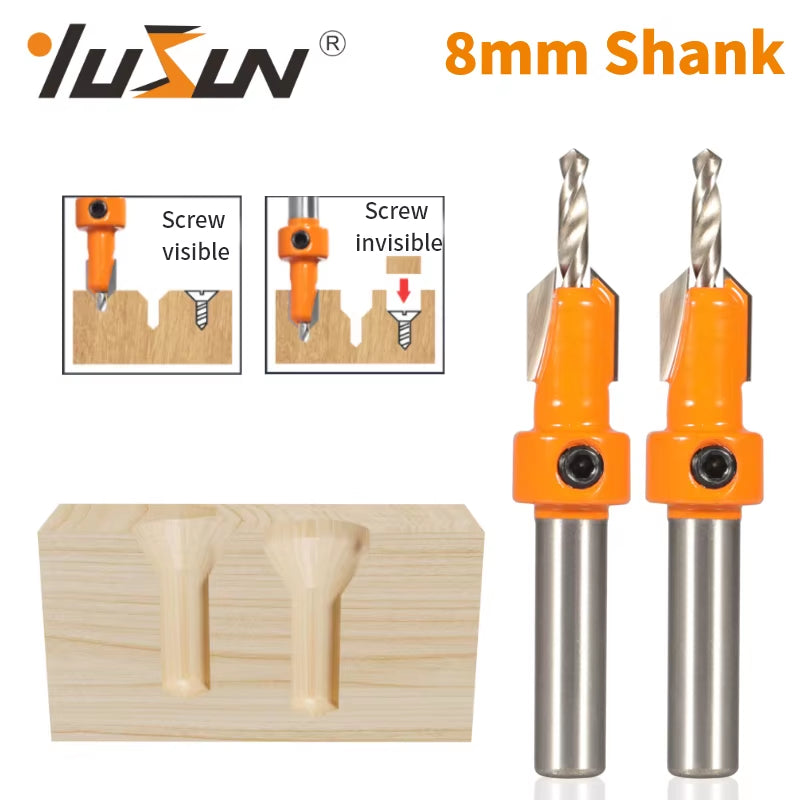 8MM Shank Hss Countersink Router Bit Screw Extractor Woodworking Milling Cutter for Wood