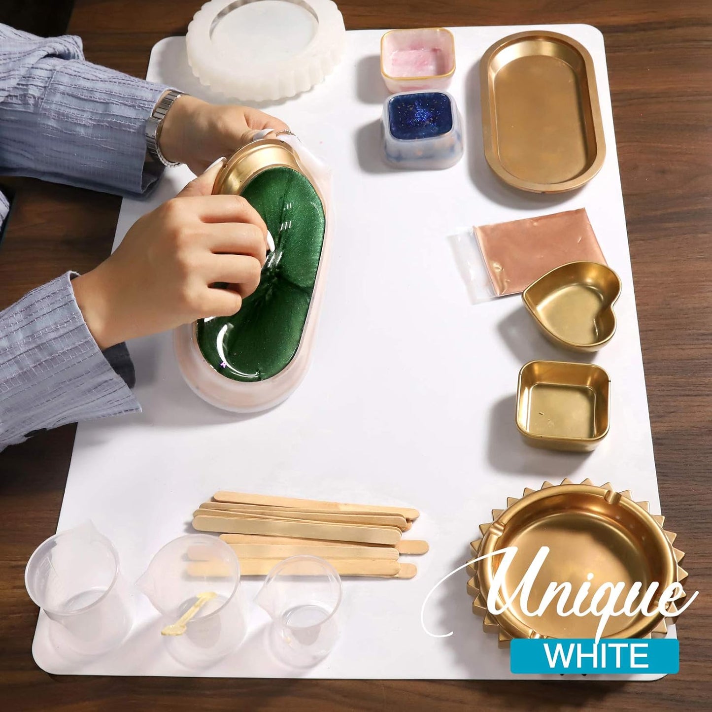 Silicone Mat, 23.4” X 15.6” White Silicone Mats for Crafts, Resin Molds, Play Dough Mat, for Resin, Clay, Paint, Arts and Crafts, 1 MM Thick