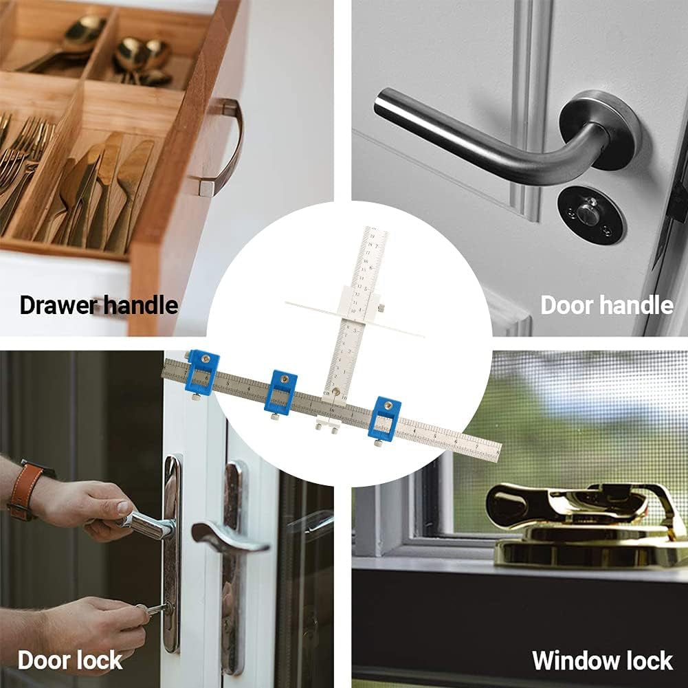 Cabinet Hardware Jig Aluminum Alloy Cabinet Jig for Handles and Pulls Drill Guide Sleeve Drawer Pull Jig Tool for Cabinet Doors Knobs and Drawer Pulls