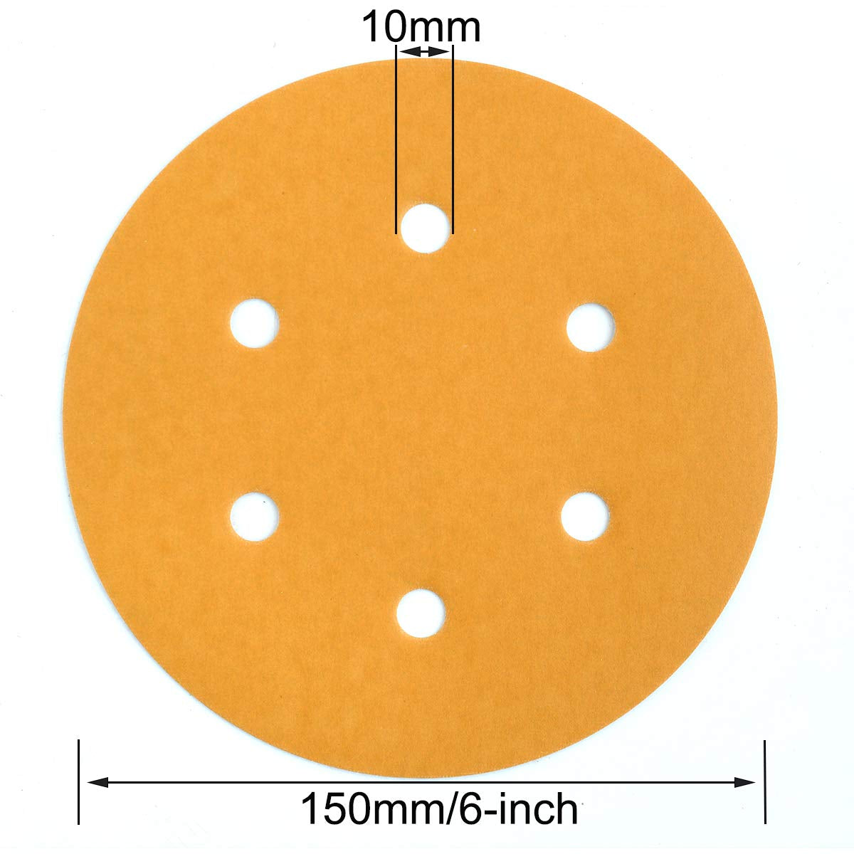 6-Inch 6-Hole Hook and Loop Sanding Discs 800-Grit, Random Orbital Sandpaper for Automotive and Woodworking, 100-Pack