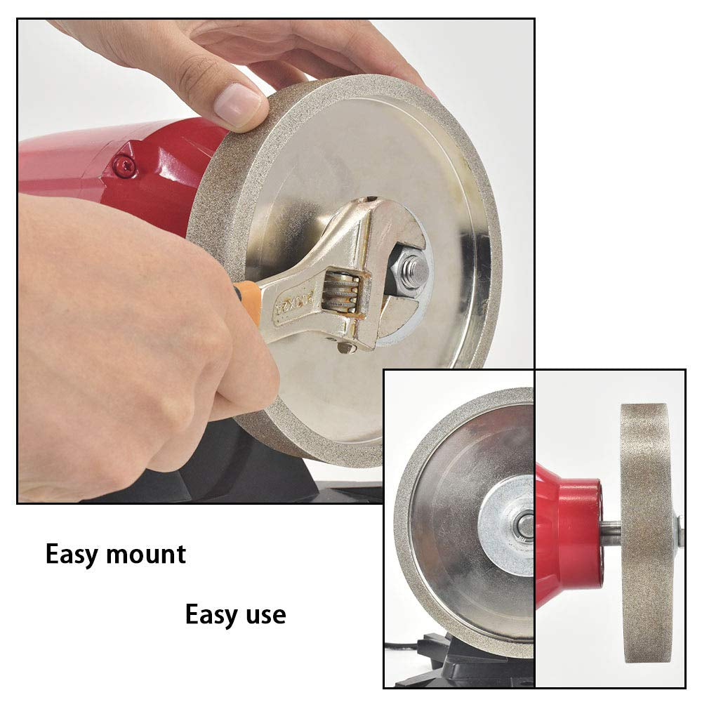 CBN Grinding Wheel 6” X 1" Wide X 1" Arbor (With 1" to 5/8" Bushing) Grit# 80 for Sharpening High-Speed Steel (HSS) Tools with Aluminum Reducing Bushing Adaptor - 1Pack