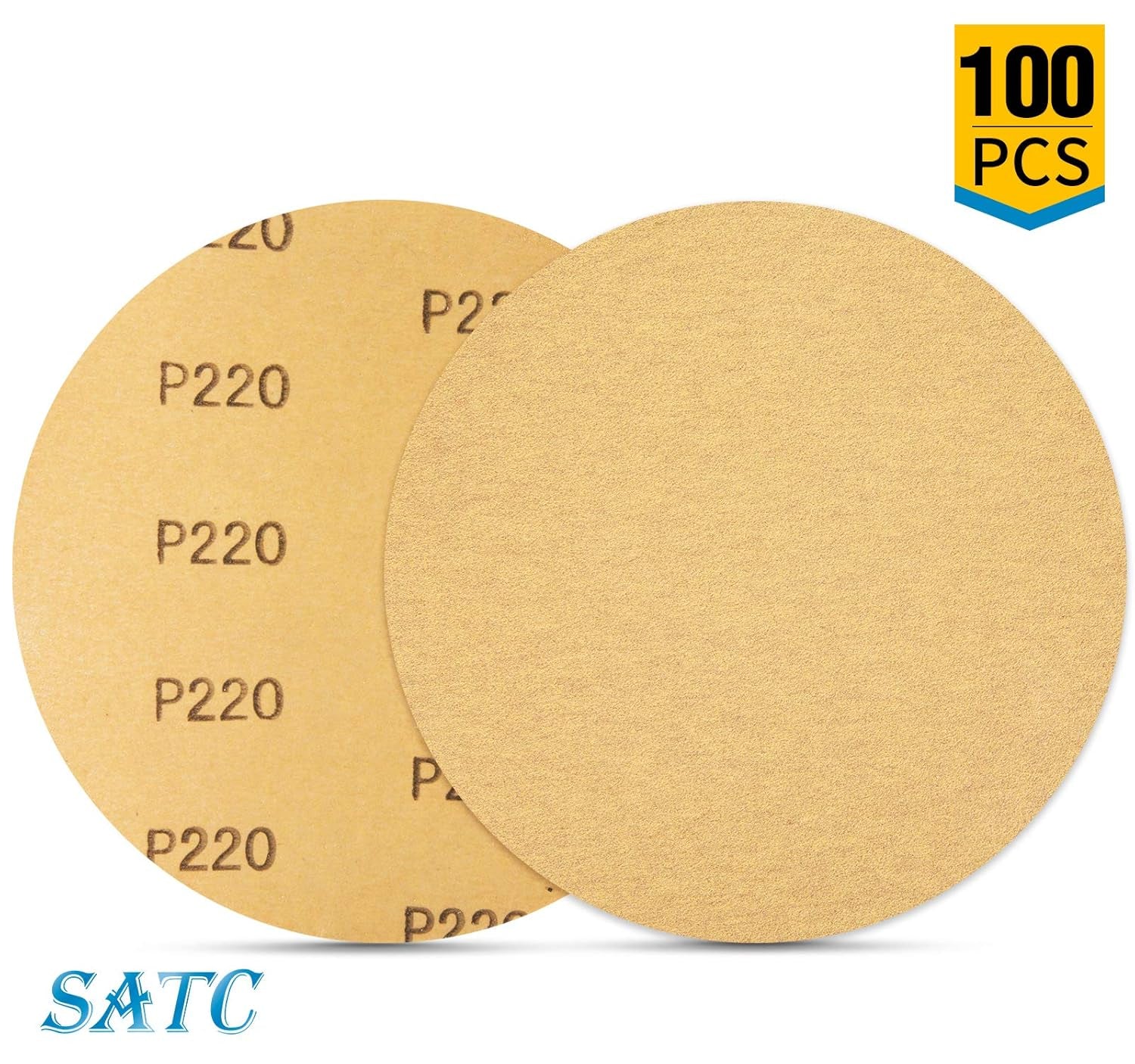 100 PCS PSA Sanding Discs 6 Inch Adhesive Backed Sandpaper 220 Grit Sander Attachment for Drill Self Stick Aluminum Oxide round Automotive Sandpaper with Sticky Back