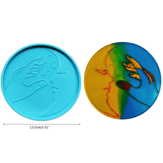 Mandala Epoxy Resin Mold round Tray Cup Mat Casting Silicone Mould DIY Crafts Home Decoration Making Tool Moldes