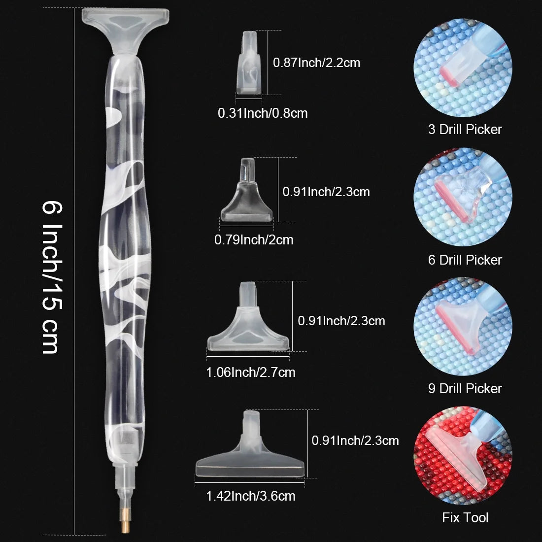 Resin Diamond Painting Pen for Adult,White Curvy Body Pen Diamond Art Accessories Kits,5D DIY Acrylic Applicator Accessories Gem Jewel Wax Picker Tool
