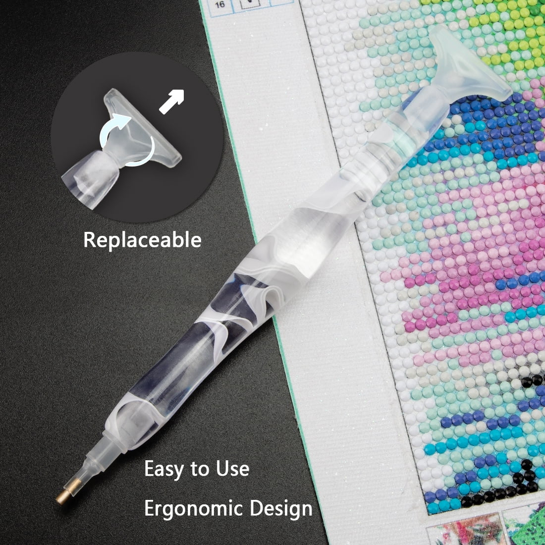 Resin Diamond Painting Pen for Adult,White Curvy Body Pen Diamond Art Accessories Kits,5D DIY Acrylic Applicator Accessories Gem Jewel Wax Picker Tool