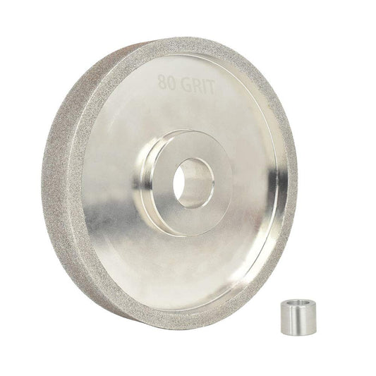 CBN Grinding Wheel 6” X 1" Wide X 1" Arbor (With 1" to 5/8" Bushing) Grit# 80 for Sharpening High-Speed Steel (HSS) Tools with Aluminum Reducing Bushing Adaptor - 1Pack