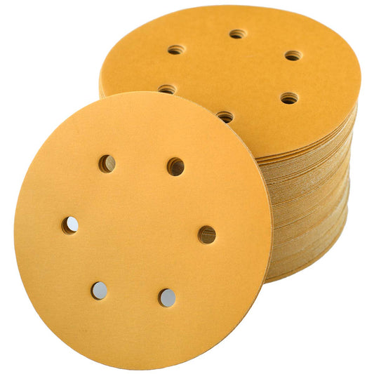 6-Inch 6-Hole Hook and Loop Sanding Discs 800-Grit, Random Orbital Sandpaper for Automotive and Woodworking, 100-Pack
