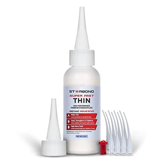 Super Fast Thin CA Glue 2 Oz, Premium Cyanoacrylate for Woodworking, Woodturning, Clear