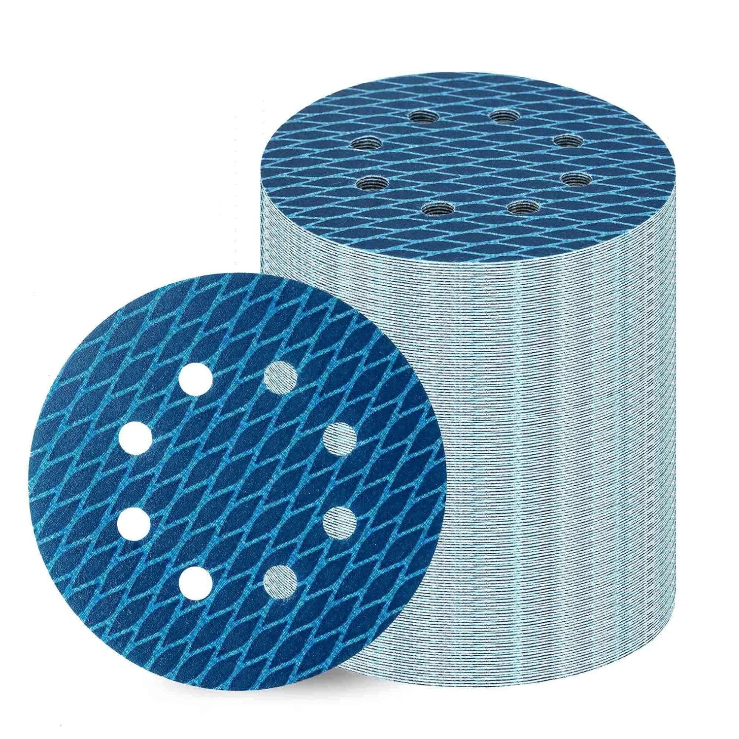 Orbital Sander Sandpaper 5 Inch 8 Hole Sanding Disc Hook and Loop Pads Sand Paper 320 Grit for Wood Metal 70 PCS Blue Aluminum Oxide anti Blocking Rhombus Sanding Discs