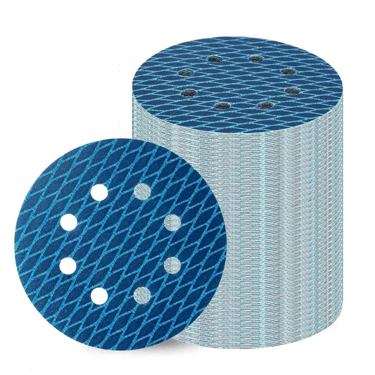 Orbital Sander Sandpaper 5 Inch 8 Hole Sanding Disc Hook and Loop Pads Sand Paper 320 Grit for Wood Metal 70 PCS Blue Aluminum Oxide anti Blocking Rhombus Sanding Discs