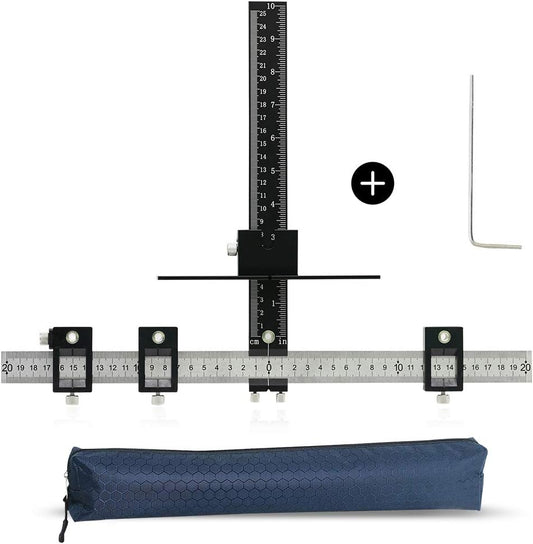 Cabinet Hardware Jig Tool Adjustable Drill Template Guide Aluminum Alloy Cabinet Handle Jig Cabinet Jig for Doors Handles Pulls Black